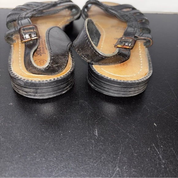 5/$25 Spice Island Sandals Womens 8 Strappy Slingback DarkBrown Leather - Picture 4 of 9